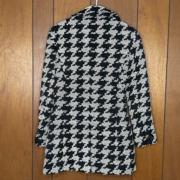 Talbots Petites Coat 2P Wool Houndstooth Black White Tweed Mod Preppy Academia - Picture 6 of 16